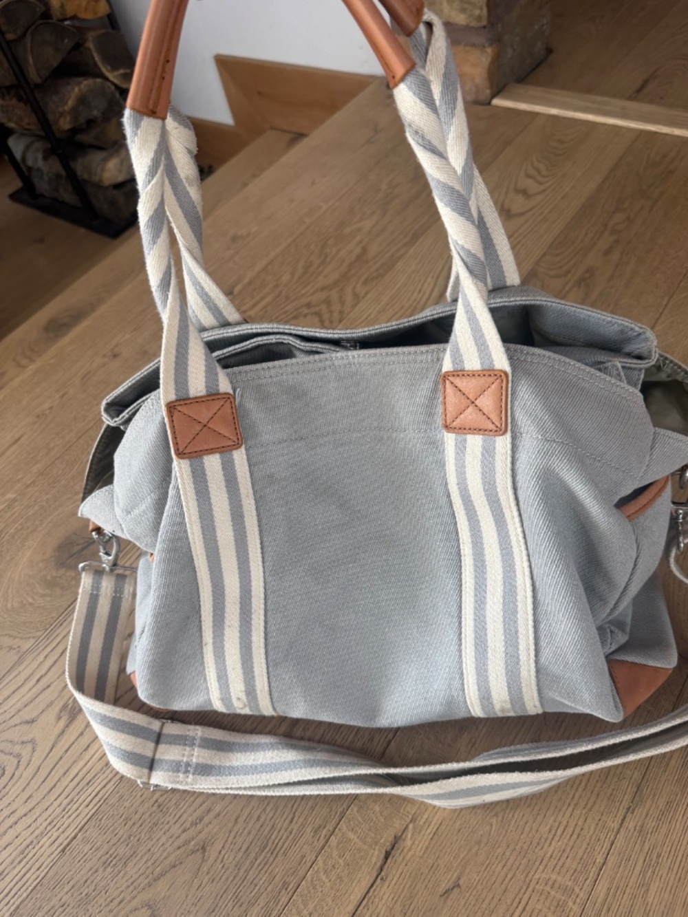 pottery barn diaper bag Gray And Brown Tote - Picture 6 of 7